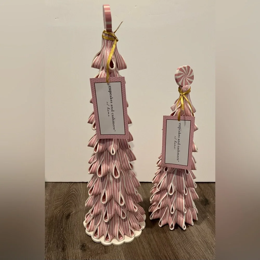 SOLD!!! Pretty Cupcakes and Cashmere Candy Striped Trees- Set of 2- NWT - Picture 2 of 6